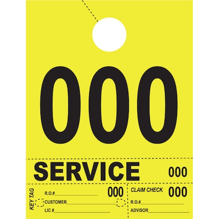 Asp 4 Part Hvy-Brite ServiceDispatchNums, Yellow 3 & 4 Digit, 6 1/2" X 8" Pk 2720